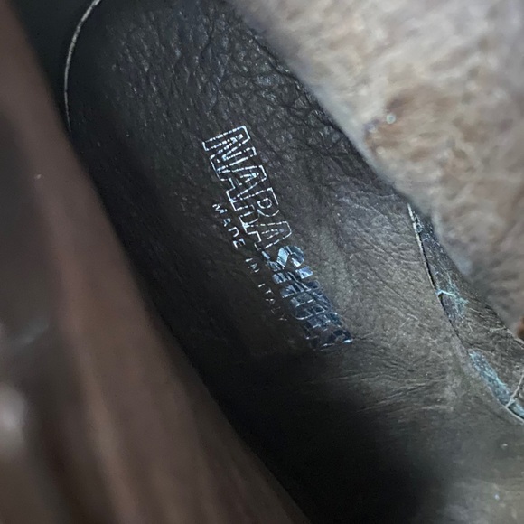 Italian Nara Shoes Leather Wedge Fall Break Casual Chic Bootie Cognac Brown - Picture 11 of 11